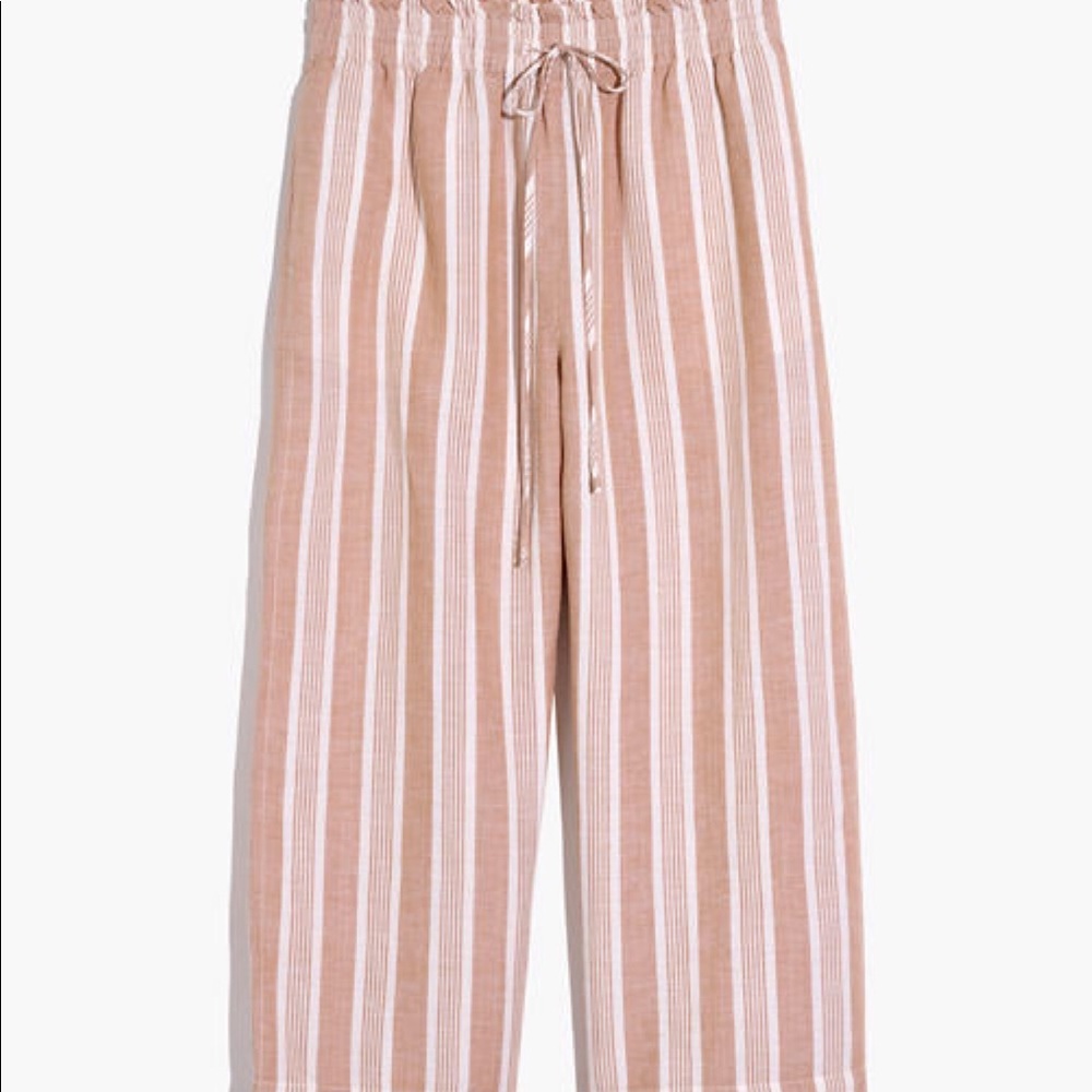 Smocked Huston Pull-On Crop Pants in Stripe